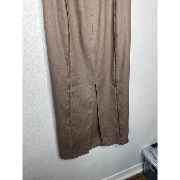 All Row Taupe Strapless Raw Pleat Front Design Back Zip Maxi Dress S - Picture 4 of 12